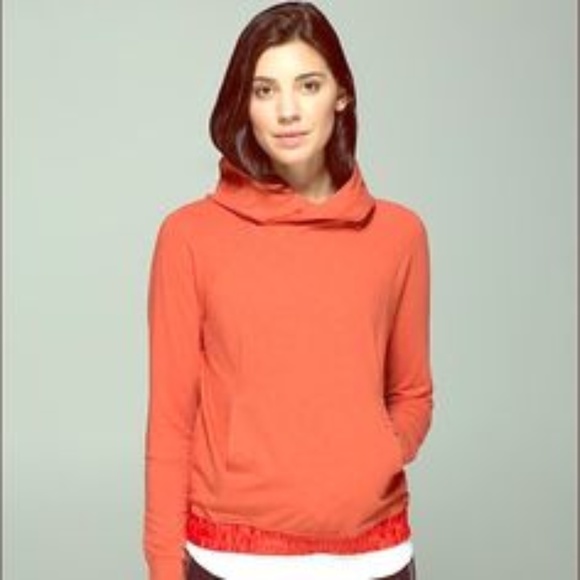 lululemon athletica Tops - Lululemon orange pullover sweatshirt with satin 6